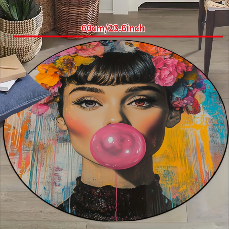 سجادة دائرية بتصميم فن الجرافي - مراجعة Bubble Gum Machine وسعره