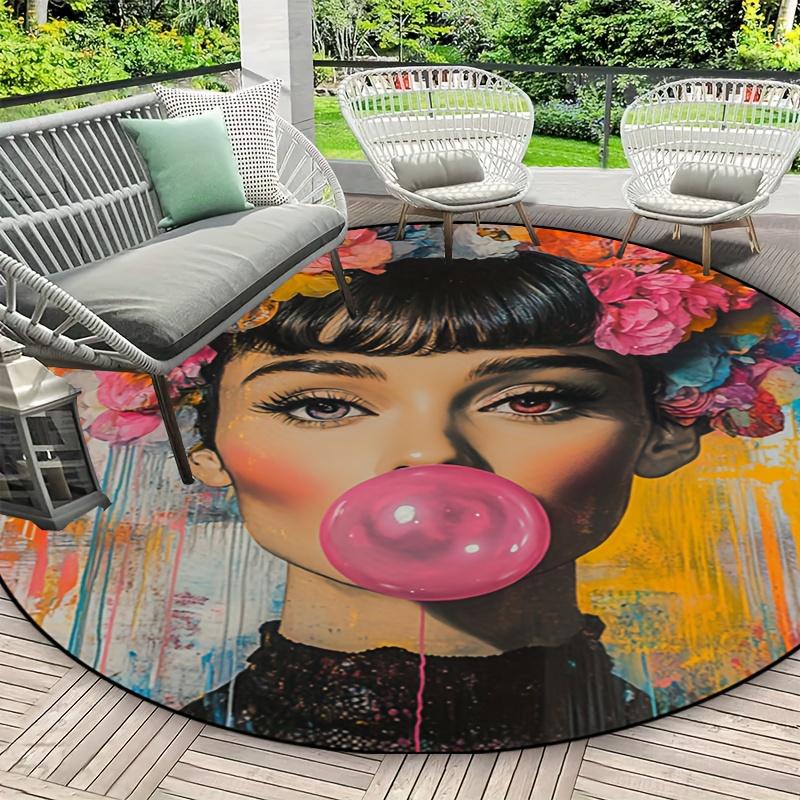 سجادة دائرية بتصميم فن الجرافي - مراجعة Bubble Gum Machine وسعره