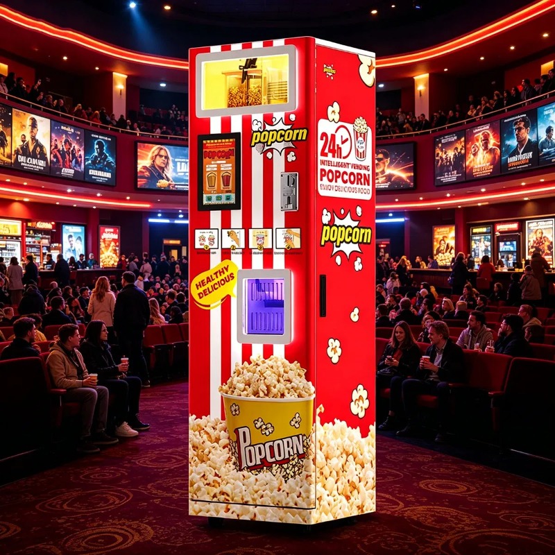 آلة بيع الفشار الأوتوماتيكية ا - مراجعة Popcorn Vending Machine وسعره
