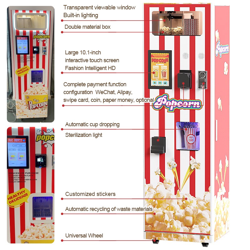 آلة بيع الفشار الأوتوماتيكية ا - مراجعة Popcorn Vending Machine وسعره